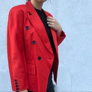 Red double breasted blazer